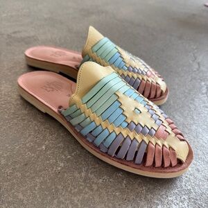 Espiritu Huaraches Hand Made Sandals Pastel Multicolor Leather Size 7